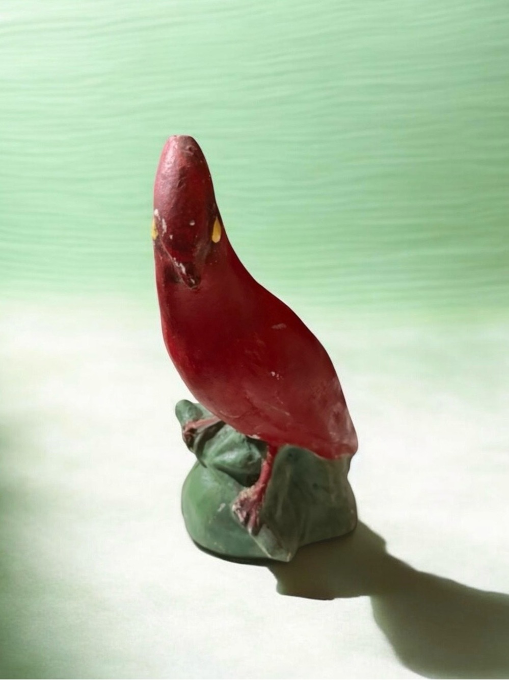 Vintage ~ Chalkware ~ Red Cardinal Bird ~ Figurine ~ Carnival Prize ~ Statue